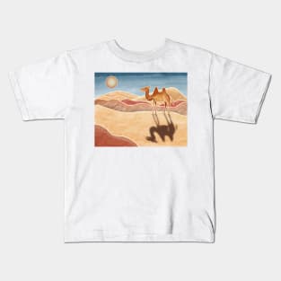 Camel in the Desert, Batik silk painting style Kids T-Shirt